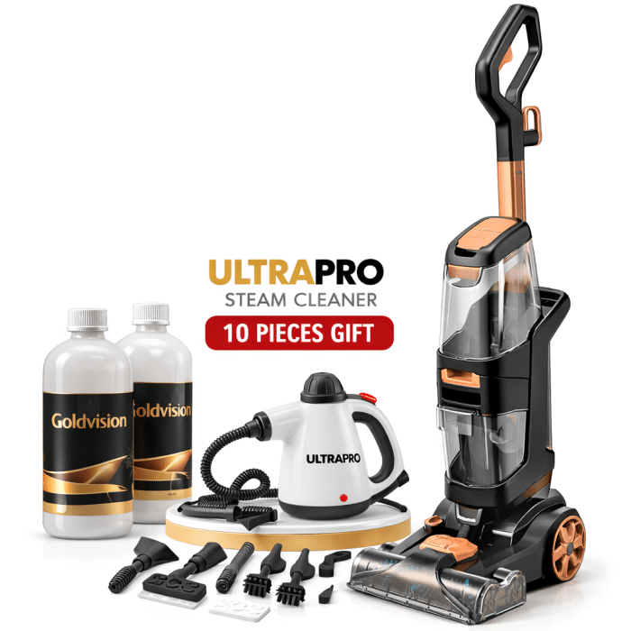 ⁦مكنسة غسيل السجاد المتطورة مع علبتين شامبو هدية + جهاز بخار الترا برو من Goldvision plus 128⁩ - الصورة ⁦5⁩